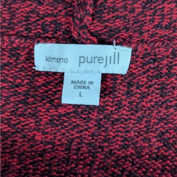 J. JILL Pure Jill Kimono Sweater Cowl Neck Pocket Drawcord Cotton Cashmere Sz L - Picture 4 of 4